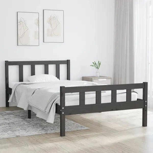 Gossi cadru de pat, gri, 100x200 cm, lemn masiv