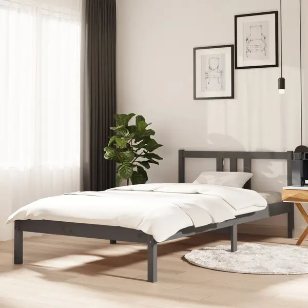 Gossi cadru de pat, gri, 100x200 cm, lemn masiv de pin