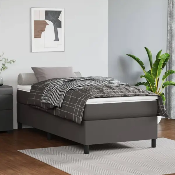 Gossi cadru de pat, gri, 100x200 cm, piele ecologica