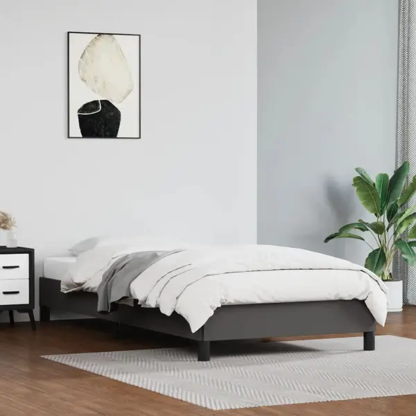 Gossi cadru de pat, gri, 100x200 cm, piele ecologica