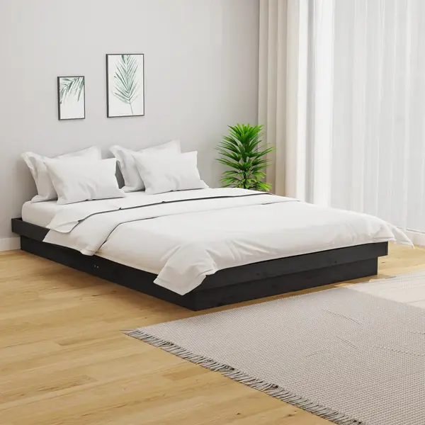 Gossi cadru de pat, gri, 140x190 cm, lemn masiv