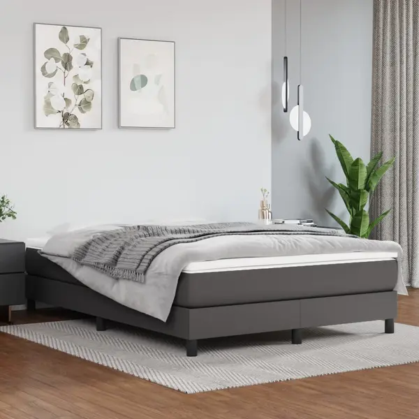Gossi cadru de pat, gri, 140x190 cm, piele ecologica
