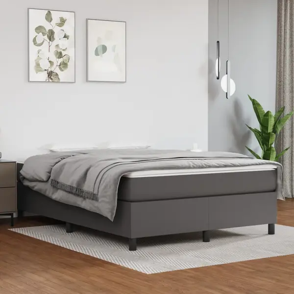 Gossi cadru de pat, gri, 140x190 cm, piele ecologica