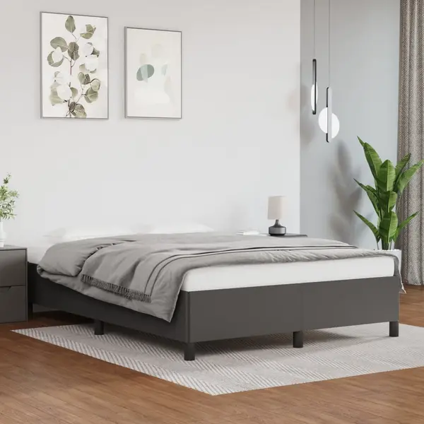 Gossi cadru de pat, gri, 140x200 cm, piele ecologica