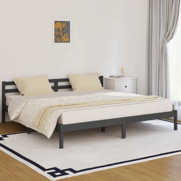 Gossi cadru de pat, gri, 200x200 cm, lemn masiv de pin