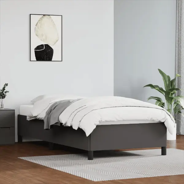 Gossi cadru de pat, gri, 90x190 cm, piele ecologica