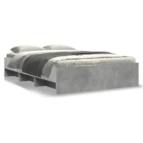 Gossi cadru de pat, gri beton, 135x190 cm, lemn prelucrat