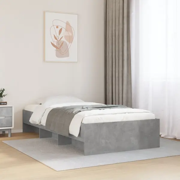 Gossi cadru de pat, gri beton, 75x190 cm, lemn prelucrat