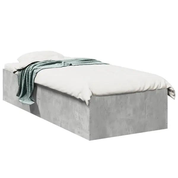 Gossi cadru de pat, gri beton, 75x190 cm, lemn prelucrat