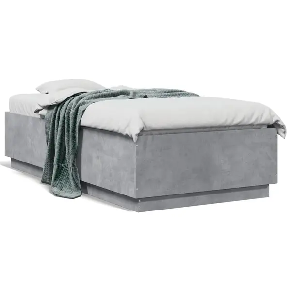 Gossi cadru de pat, gri beton, 90x190 cm, lemn prelucrat