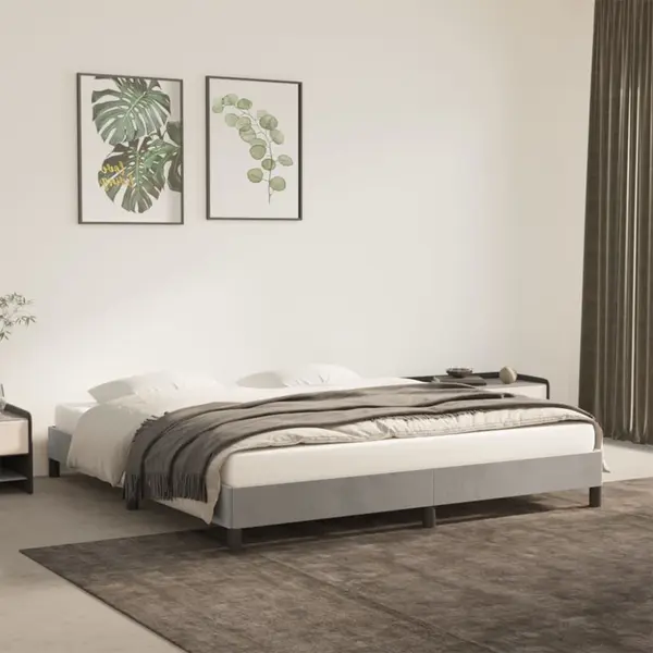 Gossi cadru de pat, gri deschis, 160x200 cm, catifea