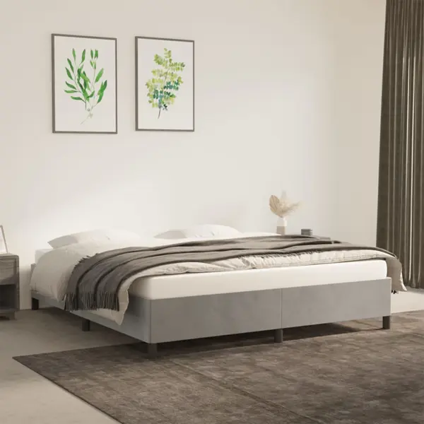 Gossi cadru de pat, gri deschis, 180x200 cm, catifea