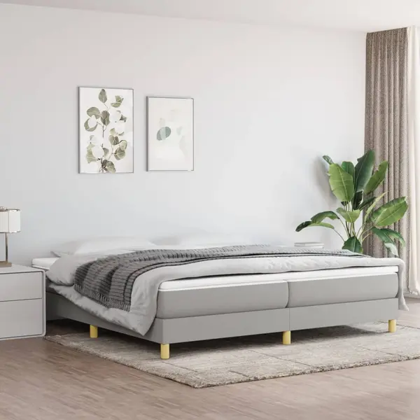 Gossi cadru de pat, gri deschis, 200x200 cm, material textil
