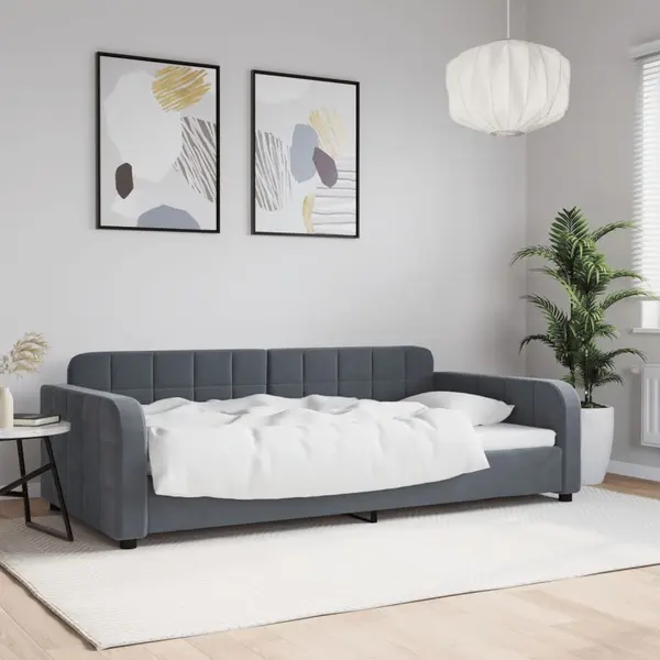 Gossi cadru de pat, gri inchis, 100x200 cm, catifea