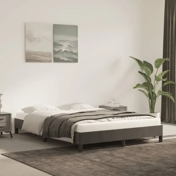Gossi cadru de pat, gri inchis, 140x190 cm, catifea