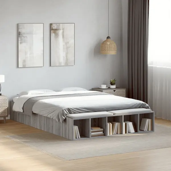 Gossi cadru de pat, gri sonoma, 120x190 cm, lemn prelucrat