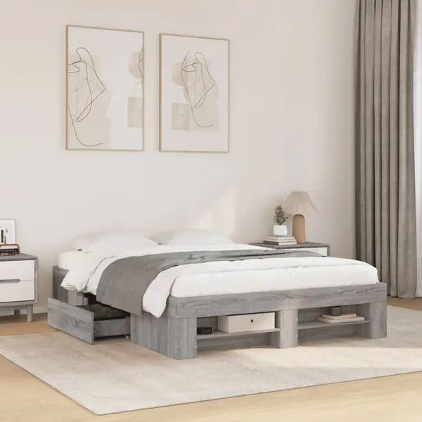 Gossi cadru de pat, gri sonoma, 120x190 cm, lemn prelucrat
