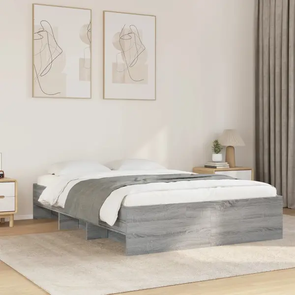 Gossi cadru de pat, gri sonoma, 135x190 cm, lemn prelucrat