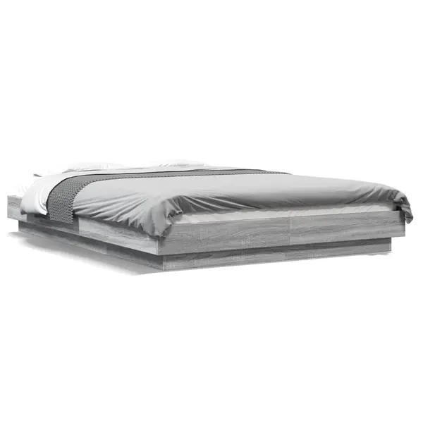 Gossi cadru de pat, gri sonoma, 135x190 cm, lemn prelucrat