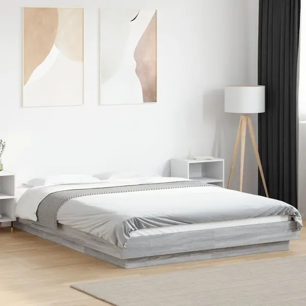 Gossi cadru de pat, gri sonoma, 140x200 cm, lemn prelucrat