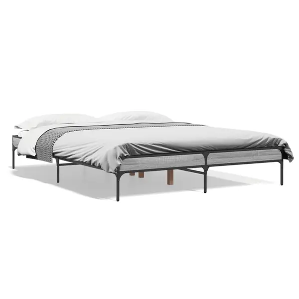 Gossi cadru de pat, gri sonoma, 140x200 cm, lemn prelucrat si metal