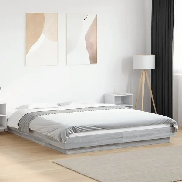 Gossi cadru de pat, gri sonoma, 150x200 cm, lemn prelucrat