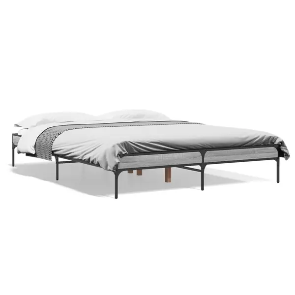 Gossi cadru de pat, gri sonoma, 150x200 cm, lemn prelucrat si metal