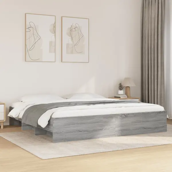 Gossi cadru de pat, gri sonoma, 200x200 cm, lemn prelucrat