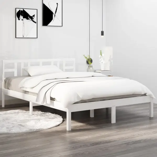 Gossi cadru de pat king size, alb, 150x200 cm, lemn masiv