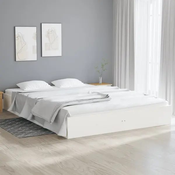 Gossi cadru de pat king size, alb, 150x200 cm, lemn masiv