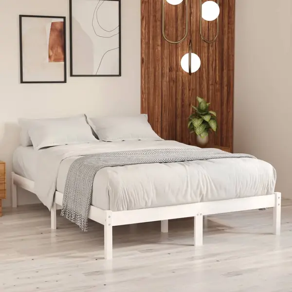 Gossi cadru de pat king size, alb, 150x200 cm, lemn masiv