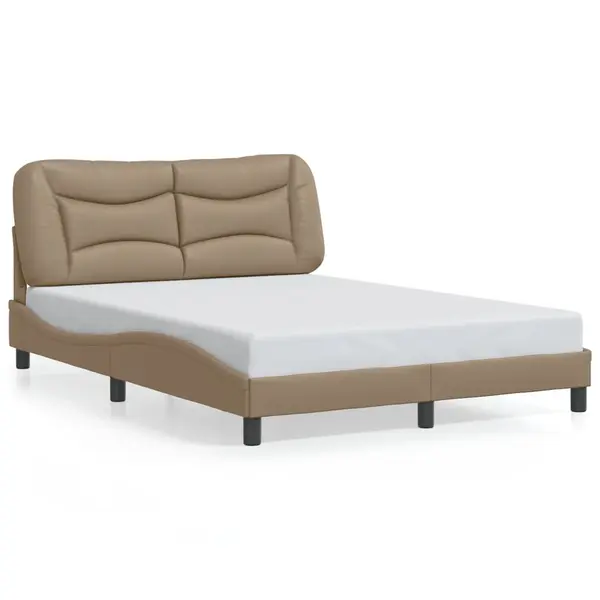 Gossi cadru de pat lumini led, cappuccino, 140x200 cm piele ecologica