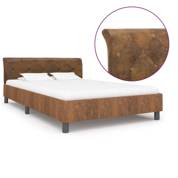 Gossi cadru de pat, maro, 120 x 200 cm, piele intoarsa ecologica
