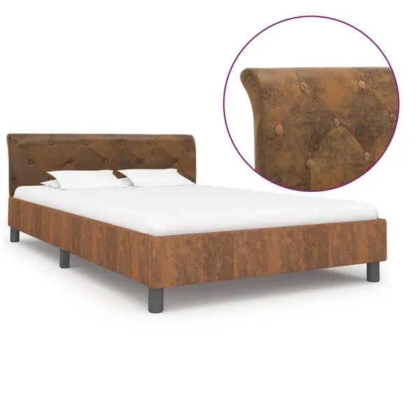 Gossi cadru de pat, maro, 140 x 200 cm, piele intoarsa ecologica