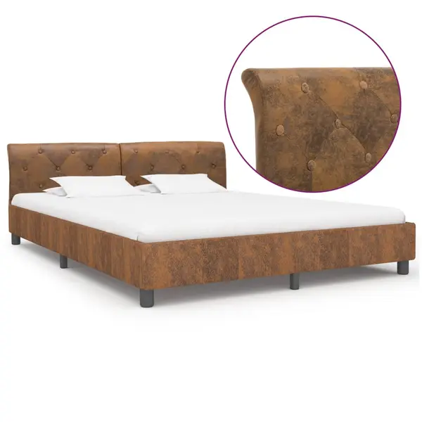 Gossi cadru de pat, maro, 180 x 200 cm, piele intoarsa ecologica