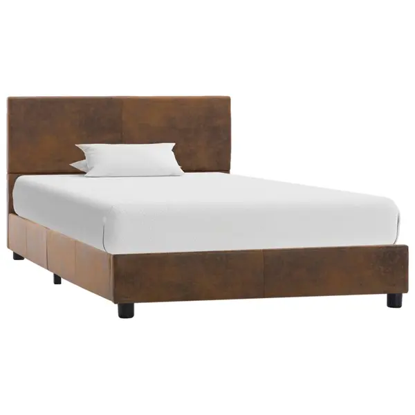 Gossi cadru de pat, maro, 90x200 cm, piele intoarsa ecologica