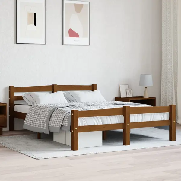 Gossi cadru de pat, maro miere, 120x200 cm, lemn masiv de pin