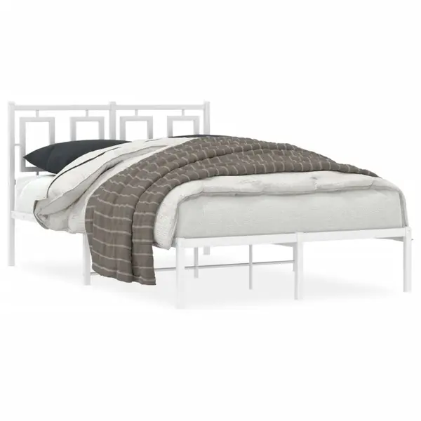 Gossi cadru de pat metalic cu tablie, alb, 120x190 cm