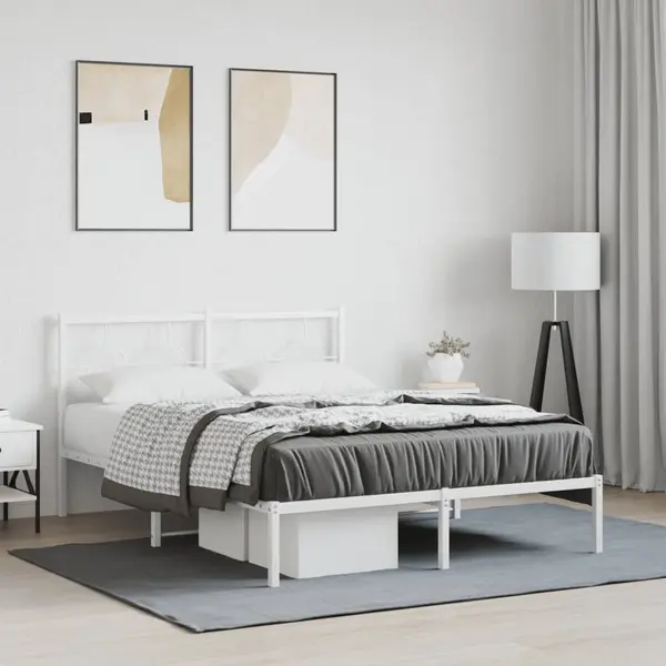 Gossi cadru de pat metalic cu tablie, alb, 140x200 cm
