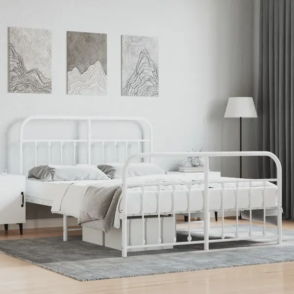 Gossi cadru de pat metalic cu tablie, alb, 140x200 cm