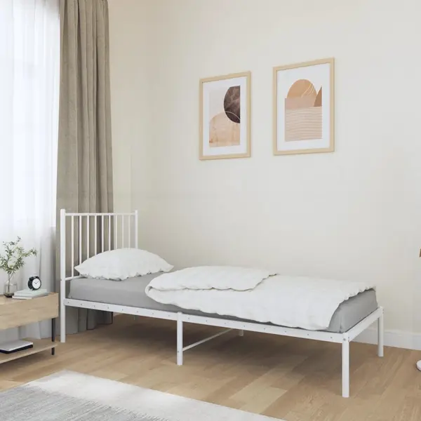 Gossi cadru de pat metalic cu tablie, alb, 80x200 cm