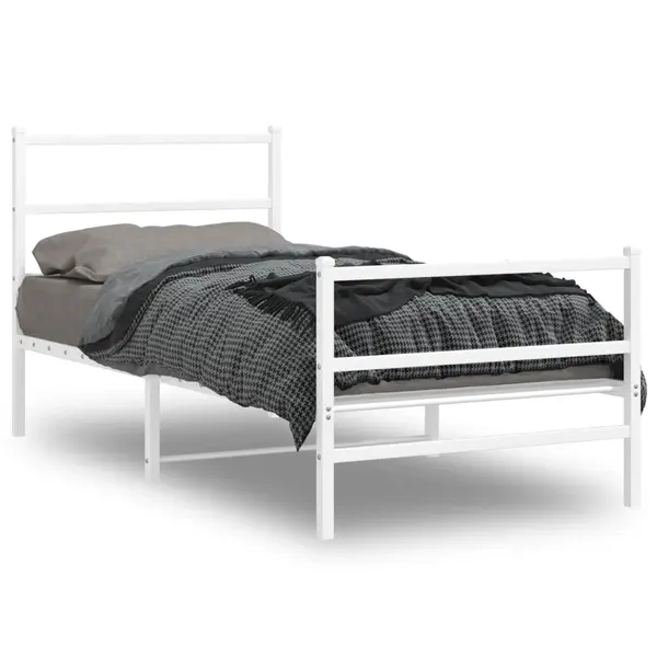 Gossi cadru de pat metalic cu tablie de cap/picioare , alb, 90x190 cm