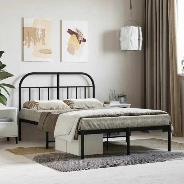 Gossi cadru de pat metalic cu tablie, negru, 120x190 cm