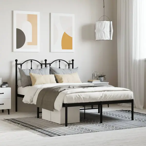 Gossi cadru de pat metalic cu tablie, negru, 120x190 cm