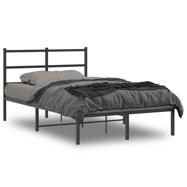 Gossi cadru de pat metalic cu tablie, negru, 120x190 cm