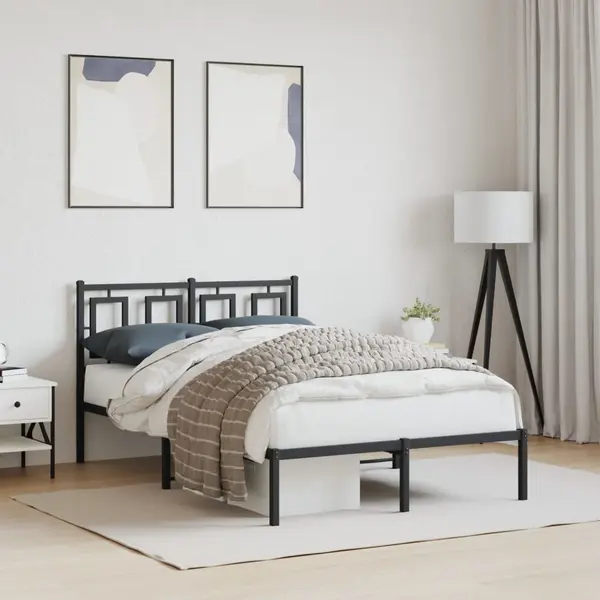 Gossi cadru de pat metalic cu tablie, negru, 120x190 cm