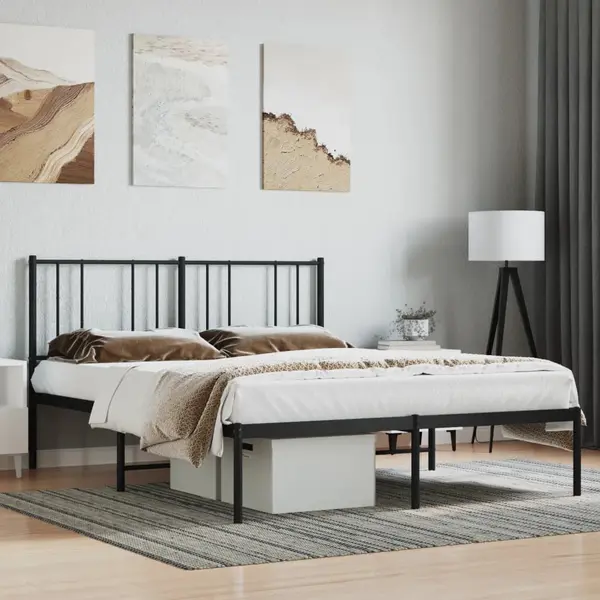 Gossi cadru de pat metalic cu tablie, negru, 120x190 cm