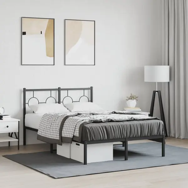 Gossi cadru de pat metalic cu tablie, negru, 120x190 cm