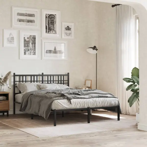Gossi cadru de pat metalic cu tablie, negru, 120x200 cm