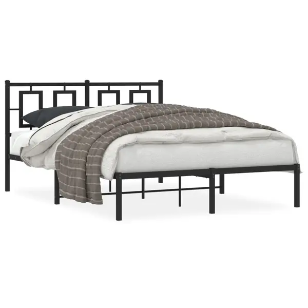 Gossi cadru de pat metalic cu tablie, negru, 140x190 cm